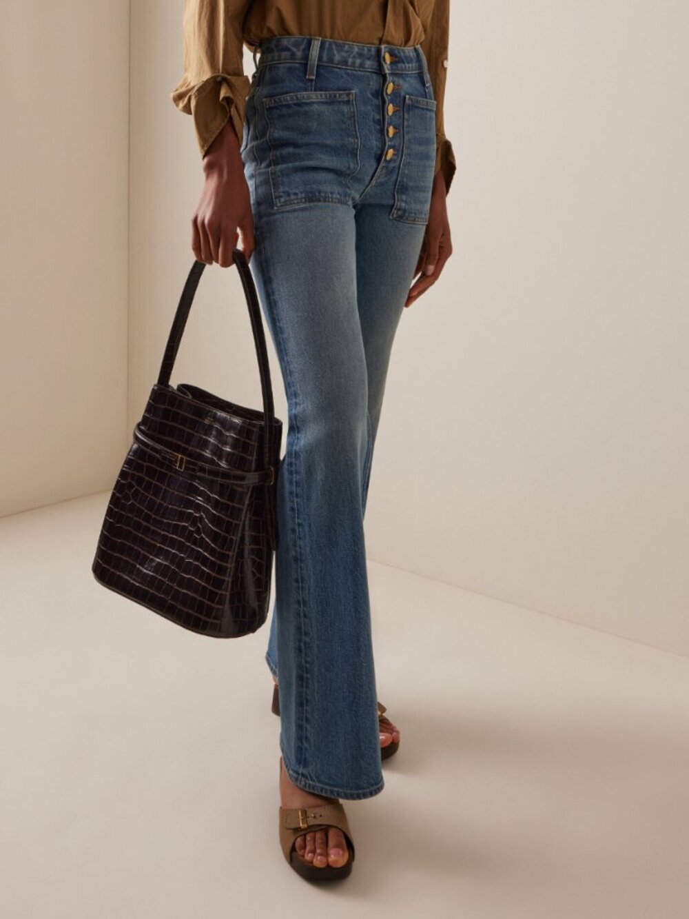 Lou rigid high-rise flared jeans